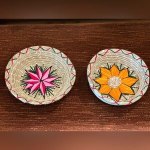 Handcrafted Woven Baskets - Pink and Orange